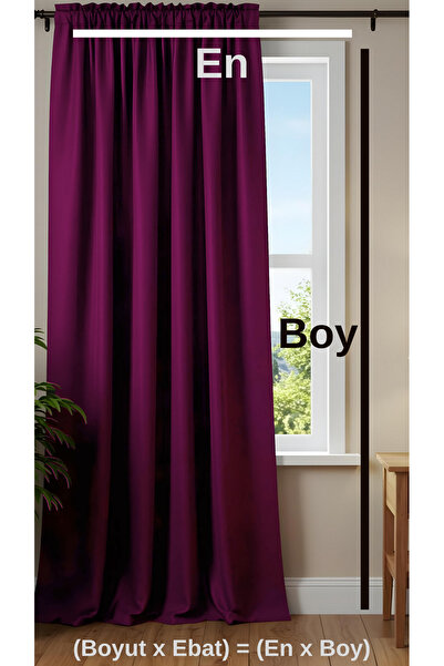 Yuka Blackout Işık Geçirmez Fon Perde Mürdüm Tek Kanat Düz %100 Karartma Güneşlik Sade