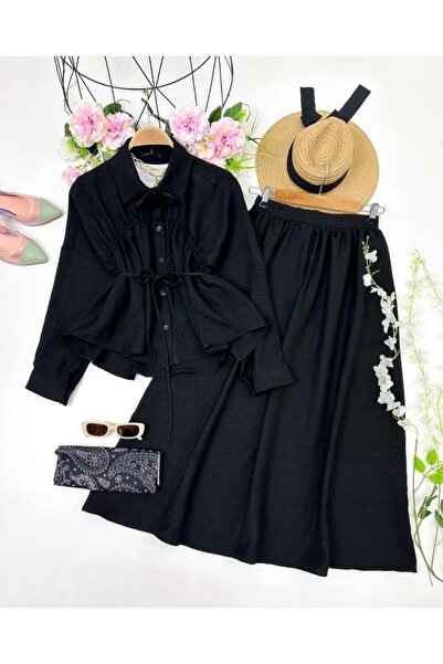 YILMAZBARMAZ Women's Front Gathered Skirt Suit