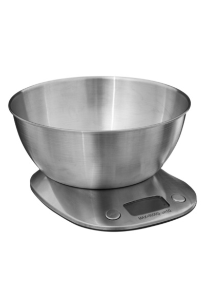 Five Simply Smart ميزان مطبخ رقمي مع وعاء من الفولاذ المقاوم للصدأ سعة 2 لتر