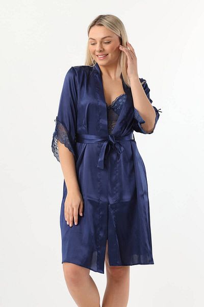 Pierre Cardin Set cămașă de noapte din dantelă din satin pentru femei