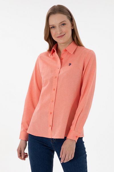 U.S. Polo Assn. Women's Pomegranate Flower Long Sleeve Basic Shirt 50307726 -Vr039