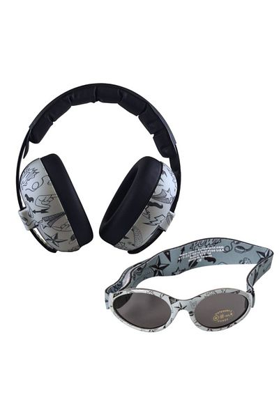 Banz Pachet Combo, Casti Antifonice bebe & Ochelari de Soare Protectie UV, 3 - 36 luni, Grafiti