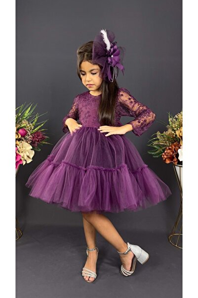 s.t. sebat tekstil Kız Çocuk Elbise Tokalı Kokoş Elbise SB472