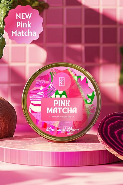 Mim and More Pink Matcha Set of 4 - Pure, Vanilla, Blackberry and Coconut Flavored Pink Matcha Set of 4