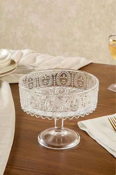 SuoHome Fleur De Lis Handmade Glass Presentation Bowl / Presentation Holder 19X15 cm