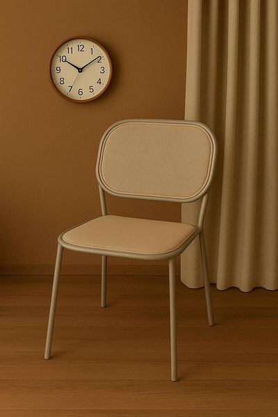 MARIA HOMES 1 PCS Beige Mesh Dining Chair with Metal Frame Modern Design