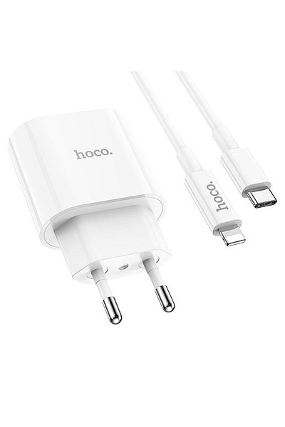 REDz Accessories Set încărcător pentru iPhone, cablu adaptor Lightning Hoco C94a 1 m, încărcare rapidă Pd20w, alb