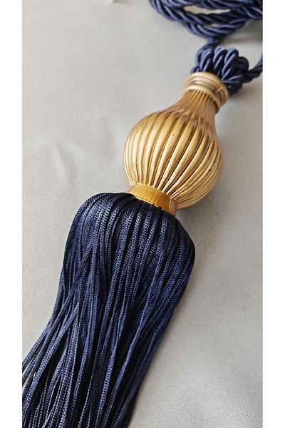 GLOMAR Navy Blue Gold Tieback - Bracelet Corner, Side Binding and Curtain Collection Accessory