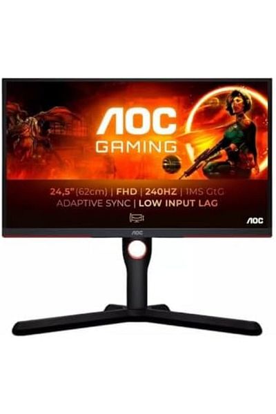 Aoc شاشة ألعاب 25G3ZM - 24.5 بوصة، 240 هرتز، دقة FHD، زمن استجابة 0.5 مللي ثانية، FreeSync Premium (1920x1080، HDMI 2.0 x 2،
