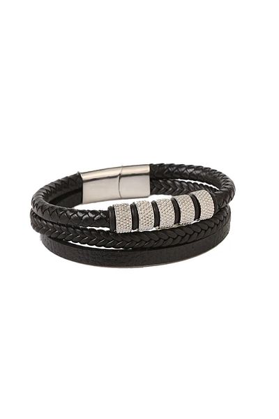 SIC MODA Stainless steel and leather bracelet SIC MODA 5631A, 5 mm