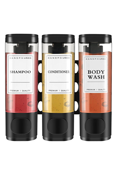 Choice موزع صابون سائل للحمام مثبت على الحائط باللون الأسود، حامل معقم لليدين بثلاثة رؤوس، صابون مثبت على الحائط S