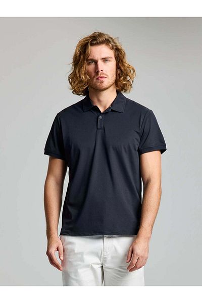 Slam Ανδρικό μπλουζάκι μαύρο Tech Pique Polo Ss Polo A 108006 s01-w01