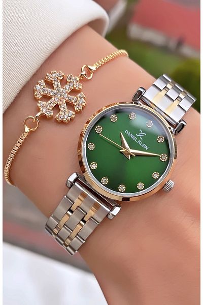 Daniel Klein Brand Yellow Silver Color 2 Years Warranty Waterproof Small Case Women's Wristwatch with Bracelet Gift