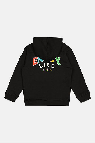 Brooklyn Kids Boy 2 Piece Hooded Printed Long Sleeve Sweatshirt And Pant, Black