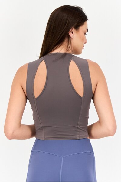 adidas Women Tight Fit Sleeveless Hiit Training Crop Tank Top, Dark Grey