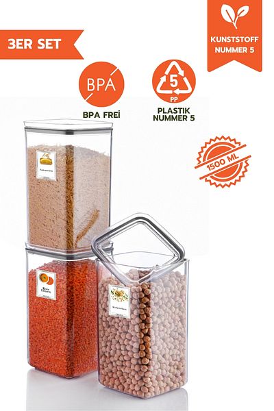 Ginza Maison 1.5 Lt Square Storage Container With Lid 3 Pieces