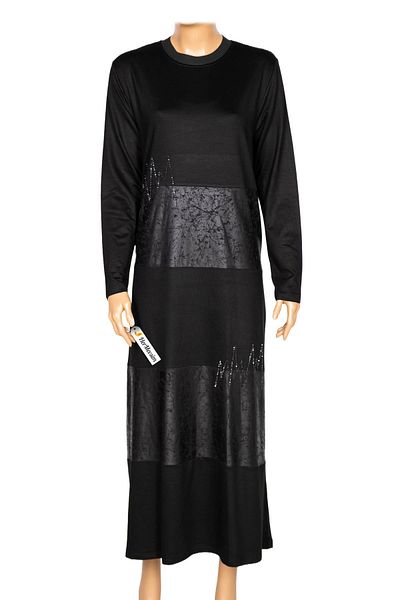 Elele Women's Serel Large Size 2 Thread Combination Black Dress