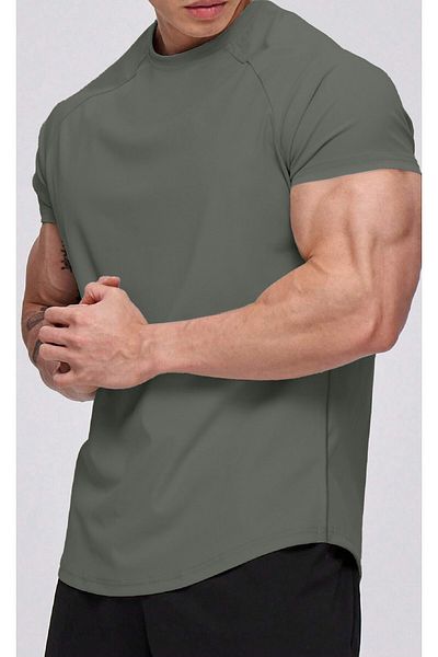 GHASSY CO. Ghassy Co. Ανδρικό Running Sports Raglan Oval Cut χτενισμένο βαμβακερό μπλουζάκι