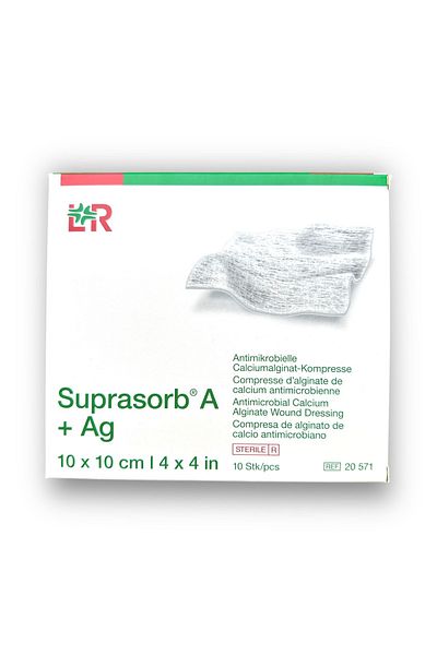LR Suprasorb A Ag غطاء جرح كالسيوم وفضي - 10x10 سم، المرجع 20571، 10 قطع