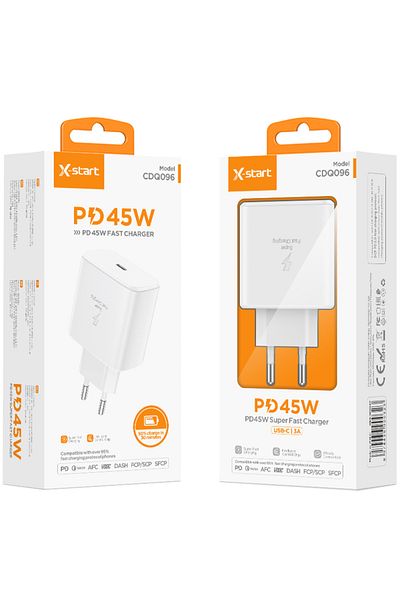 REDz Accessories X-start Cdq096 Charger Adapter, Type-c Port, Fast Charging 45w, White