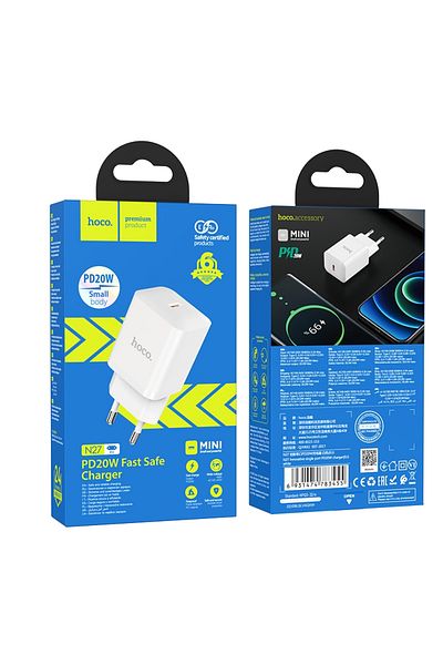 REDz Accessories Încărcător de rețea tip C, Hoco N27, încărcare rapidă PD 20W, alb