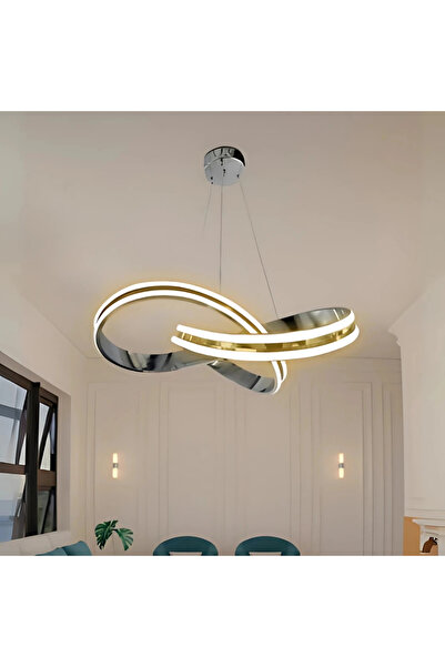 Elektroyou Astera Krom Kaplama 3 Renk Ledli Modern Özel Tasarım Sarkıt Ledli Avize Led Avize
