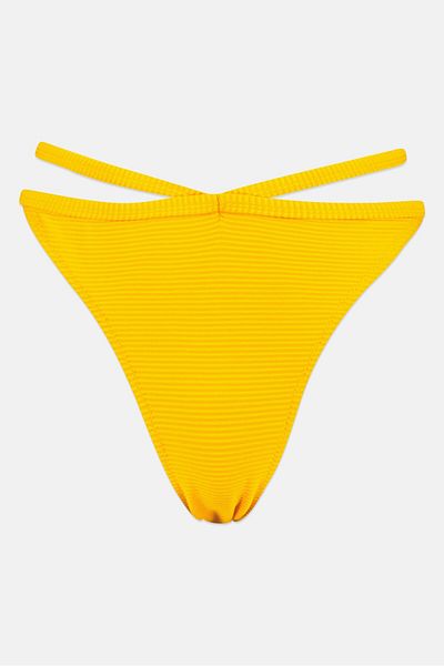 Don't Call Me Jennyfer Women Textured Bikini Bottom, Yellow