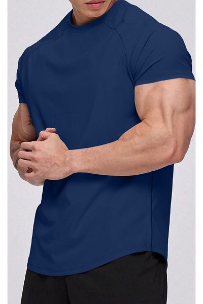 GHASSY CO. Ghassy Co. Ανδρικό Running Sports Raglan Oval Cut χτενισμένο βαμβακερό μπλουζάκι