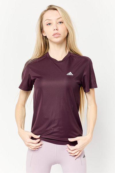 adidas Women Sportswear Fit Short Sleeve Outdoor Top, Maroon