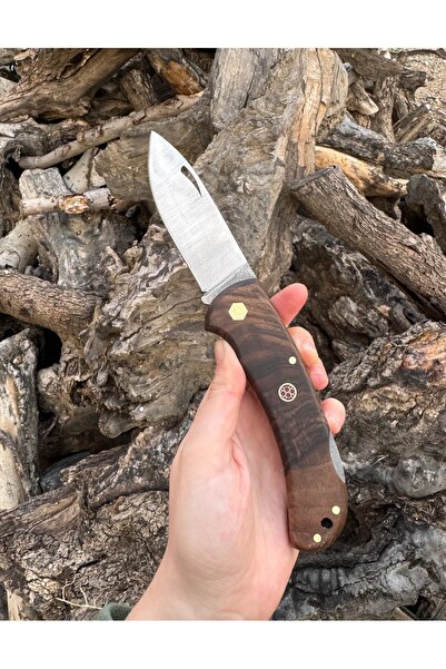 ATAK Ceviz Ağacı Saplı Çakı 4116 Paslanmaz - Kılıf - Erkek Hediye - 19 Cm
