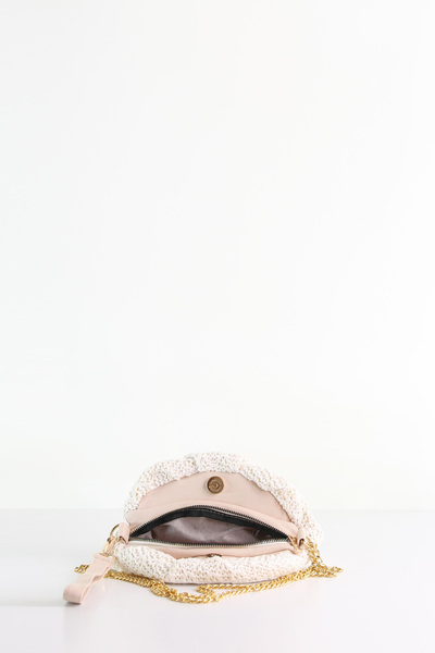 byFOX Fashion Τσάντα ώμου με πλεκτό σχοινί μικρού μεγέθους και κλείσιμο με φερμουάρ