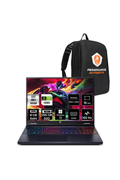 ACER Predator Helios Neo 16 i7 14650HX 8GB 256GB SSD RTX4060/8GB 140W 16'' WUXGA W11H Gaming Laptop