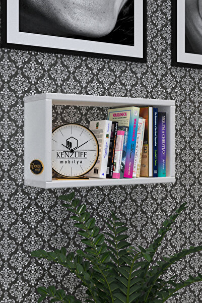 Kenzlife Duvar Rafı Kitaplık Hülas Byz 022*039*13 Tekli Duvara Asma Aparatlıdır 1 Adet