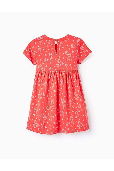 Ziddy Dress with Pattern for Baby Girls 'Maracas', Dark Coral