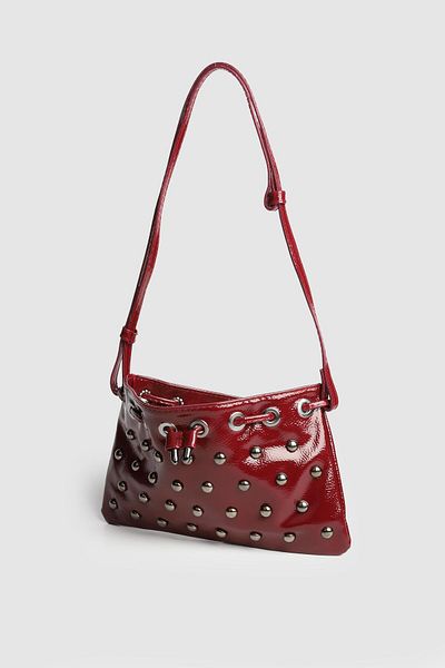 Bymiel La'Graccio Paris Women's Carola Patent Leather Stone Strap Bag Claret Red