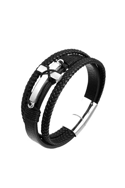 SIC MODA Stainless steel and leather bracelet SIC MODA 5629