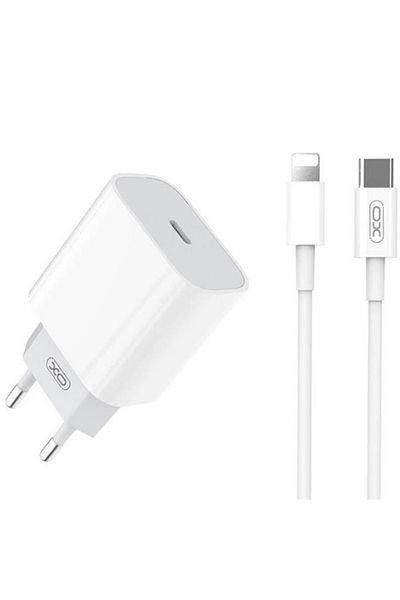 REDz Accessories Set încărcător și cablu Lightning XO-L77, compatibil cu iPhone, încărcare rapidă 20W, alb