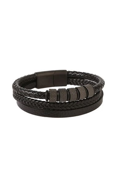 SIC MODA Bratara otel inoxidabil si piele SIC MODA 5631N, 5 mm