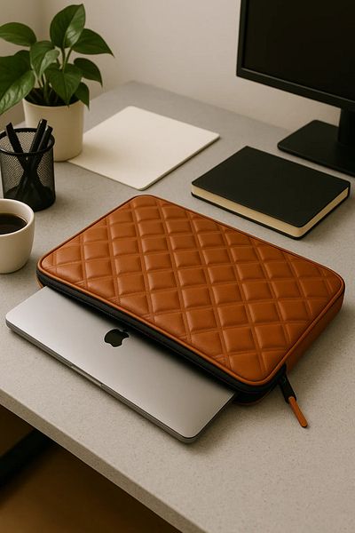Arnee 14 - 15 Inch Leather Laptop Case Embossed Motif Notebook Bag Shockproof Laptop Bag