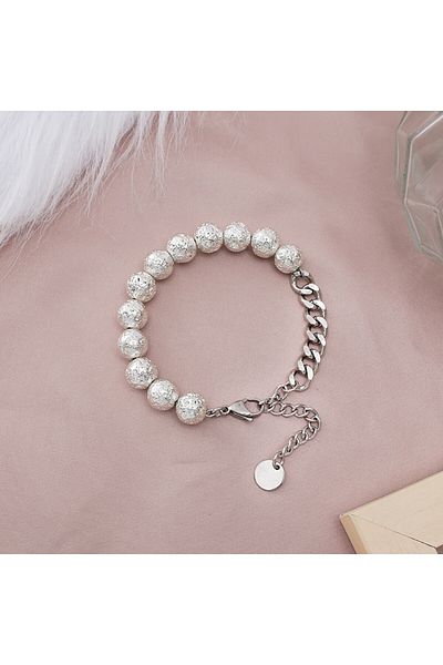 SIC MODA Unisex Stainless Steel and Lava Bracelet 4356
