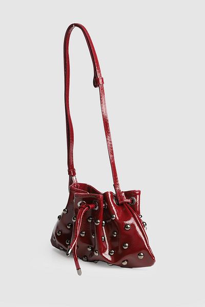 Bymiel La'Graccio Paris Women's Carola Patent Leather Stone Strap Bag Claret Red