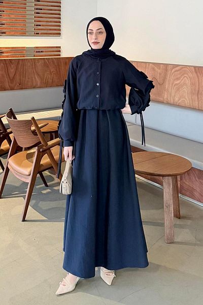 lamelif Μανίκι Μαζευμένο Μπουφάν Gilet Suit Navy Blue