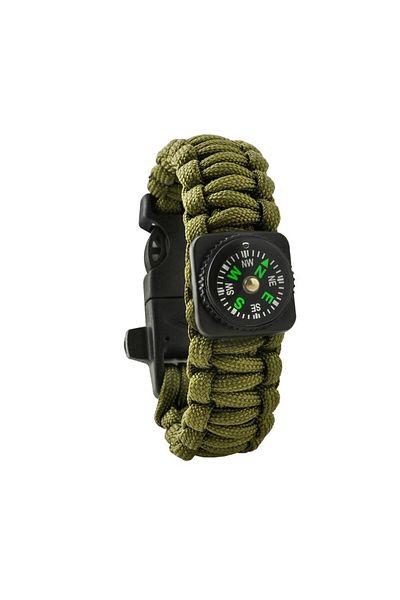 zola Brățară busolă, impermeabilă, verde kaki, închidere cu clip