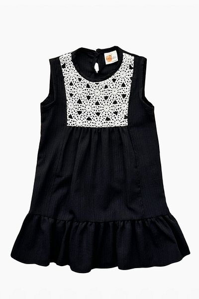 Parla Kids Rochie neagră cu volane lavandă pentru fete