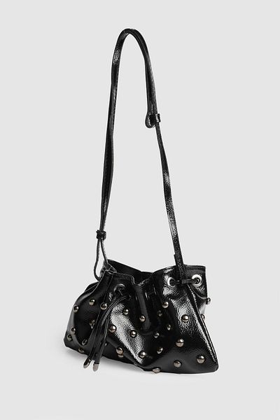Bymiel La'Graccio Paris Women's Carola Patent Leather Stone Strap Bag Black