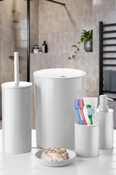 Prima Nova White Flores 5 Piece Bathroom Set