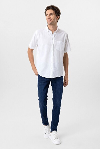 SÜVARİ Loose-Fit Short Sleeve White Men's Shirt
