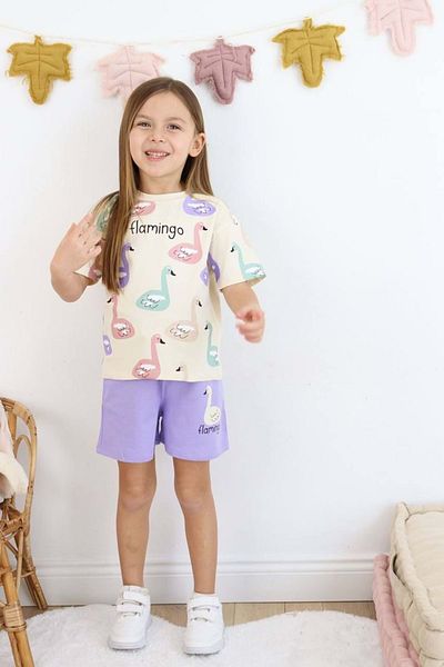 s.t. sebat tekstil Printed Girl's Shorts Summer Suit Sb730