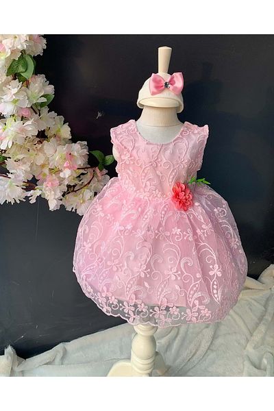s.t. sebat tekstil Baby Girl Daisy Motif Evening Dress Sb146