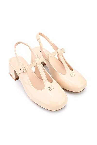 Tmall Women's casual shoes, with thick heels, made of eco-leather, P1280, Beige